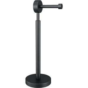 YUMORE Toilet Paper Holder Stand,Freestanding Bathroom Metal Black Matte Tissue Roll Holder for Modern Bathroom