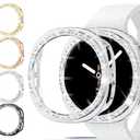 4X Bling Case Compatible with Samsung Galaxy Watch 8 40mm (2025) Accessories Diamond Bumper Hard PC Cover for Galaxy Watch 8 (Black/Rosegold/Silver/Gold)