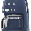 Smeg 50's Retro Style Aesthetic Drip Coffee Machine with 10 Cup Glass Carafe, Auto Start Feature, Keep Warm Plate, and Two Coffee Strength Settings (Navy Blue)