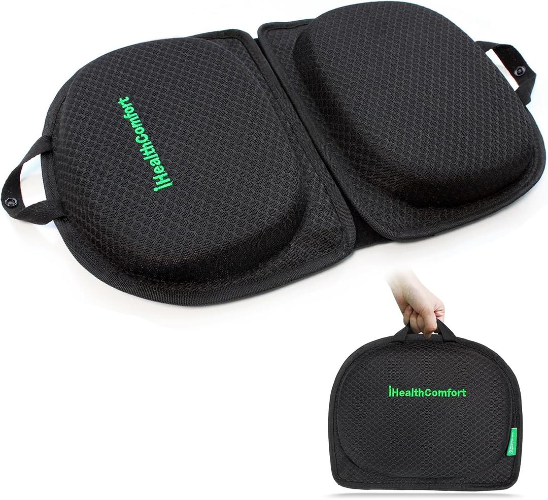 Small Travel Seat Cushion,Gel Memory Foam Seat Cushion,Supportive Butt Pillow,Portable and Foldable for Long Sitting Hours on Stadium Airplane Car Seat