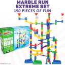 Marble Genius Marble Run - 150 Complete Pieces Maze Track Toys for Adults, Teens, Toddlers & Kids Aged 4-8 Years Old, (85 Translucent Marbulous Pieces + 65 Glass-Marble Set), Super Set