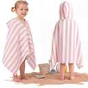 Mindsoft Muslin Hooded Beach Towel for Kids 1-3 Years 30" x 50" Toddler Beach Towel Poncho Soft Fast Drying Absorbent Blankets for Baby Shower Pool Bath Travel Swimming Essentials(Pink)