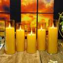 kakoya Flickering Flameless Candles Battery Operated with Remote and 2/4/6/8 H Timer Acrylic Led Pillar Candles Pack of 9 (appr D2.3"xH5.5"6.5"7.5")with Realistic 3D Wick Candles for Home Decor(Gold)