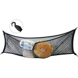 Premium Truck Bed Cargo Net Organizer 60 x 18 inches Envelope Style Trunk Mesh Storage Net with ABS Hooks Elastic Automotive Cargo Net for Pickup Truck Bed, RV, GMC