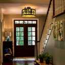 TOCHIC Rustic Semi Flush Mount Ceiling Light, 21.4" D Farmhouse Drum Ceiling Light Fixtures Western Flush Mount Chandelier Lighting for Dining Living Room, Kitchen, Entryway, Foyer, Cabin, 5 Lights