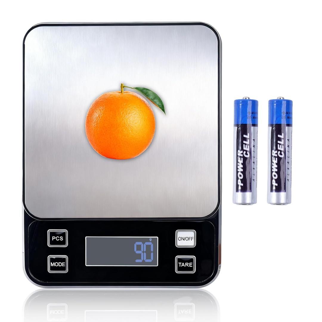 IP67 Waterproof Kitchen Scale, 5kg/11lb Capacity 0.1g Precision, Kitchen Scales Digital Weight Grams and Ounces,Battery Powered with 5 Units Conversion - Food Scales for Kitchen Essentials