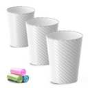 Bathroom Trash Can, 3 Pack 1.8 Gallons Small Trash Can with Trash Bags, Bathroom Garbage Can, Plastic Trash Bin, Round Waste Basket for Living Room, Bedroom, Office, Kitchen, Compact Space (White)