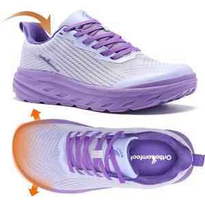 Women's Orthopedic Diabetic Wide Sneakers: Wear Cushion Plantar Fasciitis Hammer Toes Breathable Outdoor Shoes, Lightweight Fashion Arch Support Heel Spur Bunions Sneakers Purple, Size: 8