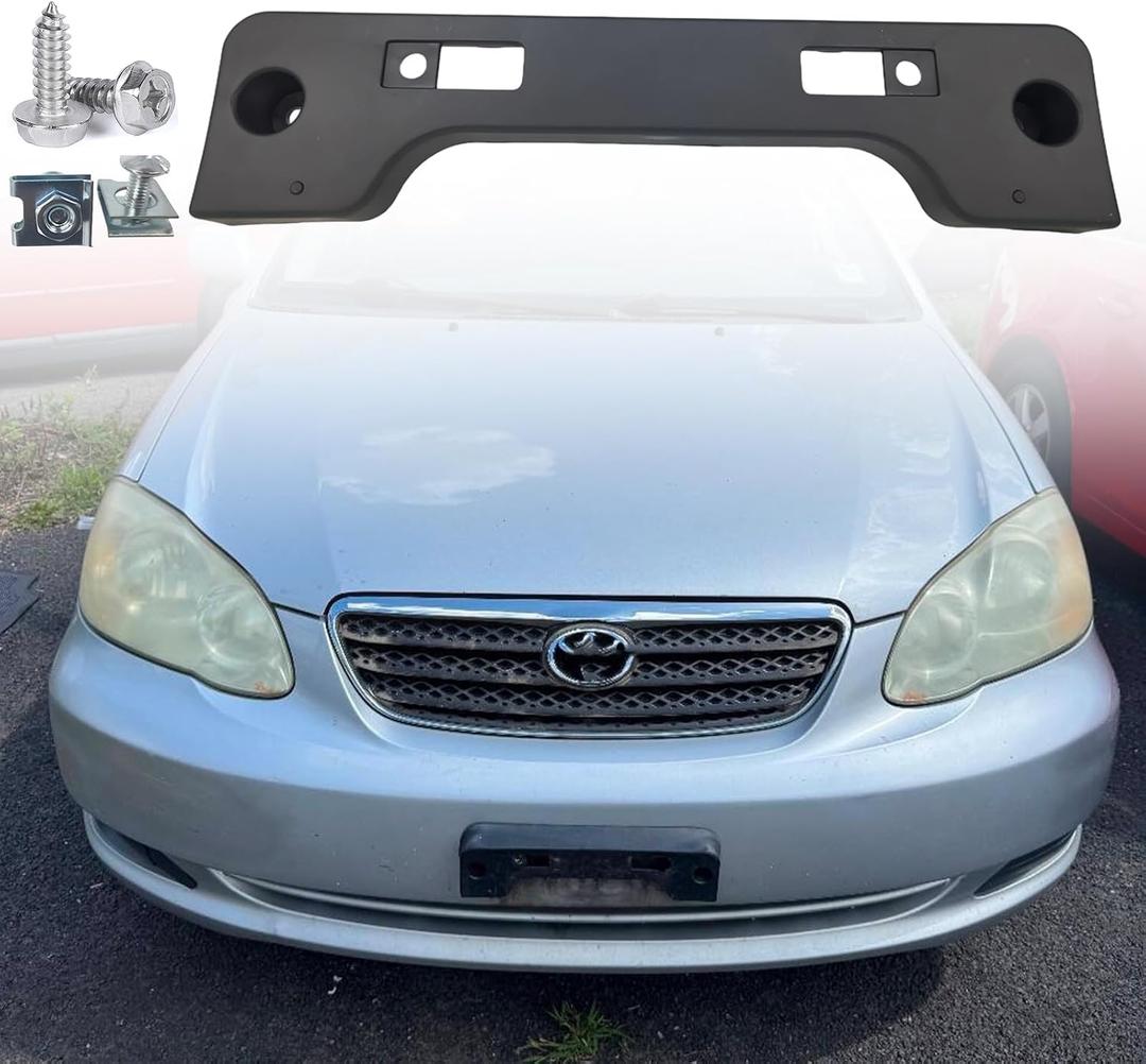 FASTCHE Front Bumper License Tag Plate Frame Bracket Holder Compatible with 2005 2006 2007 2008 Toyota Corolla ,Toyota Corolla Matrix Front License Plate Bracket Replace # TO1068113 5212102040