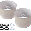 Beige Linen Lampshade Set of 2, 11‘’ Diameter x 8.85‘’ Height Fabric Drum Lamp Shades, Easy Assembly Required Lampshade, Replacement Lampshades for E26 Socket and E27 Socket Table Lamps Floor Lamps