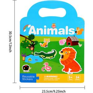Benresive Reusable Sticker Book for Toddlers 2-4 Years, 3 Sets Travel Stickers for Kids, Waterproof Sticker Books for Toddlers 1-3, Crafts Activities for Todddlers 1-3 2-4 3-5