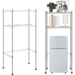 Threehoney Mini Fridge Shelf Over Fridge Storage Mini Microwave Stand for College School Dorm Office Space Dorm Room Saver Supply(2 Tier,Silver)