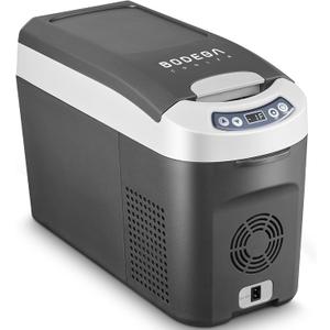 BODEGACOOLER 12 Volt Car Refrigerator, 16 Quart (15L) Small Car Fridge, Portable Freezer(-4~68), Car Cooler with 12/24V DC for Outdoor, Vehicles, Camping, Travel