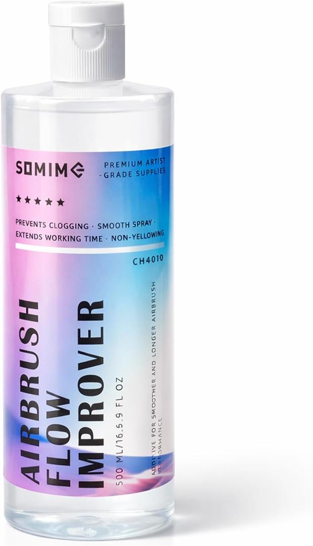 Airbrush Flow Improver, 16.9 fl oz(500ml) Flow Improver for Acrylic Airbrush Paints, Reduce Clogging and Improve Paint Flowing