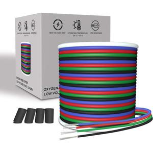 RGB Electrical Wire, 66ft 4 pin 22 Gauge LED Extension Cable, 22 AWG Wire 20M for LED Strip RGB 5050 3528 2835