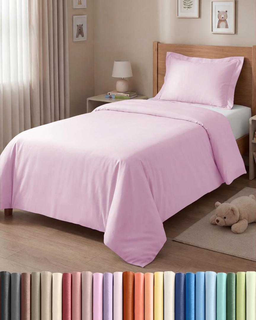 Duvet Cover Twin/Twin XL Size Set - Extra Soft Twin/Twin XL Duvet Cover 68" x 90" with 1 Pillow Sham - Hotel Luxury, Easy Care, Fade Free w/ Zipper Closures & Ties - Comfy & Breathable (Light Pink)