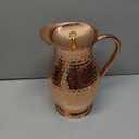 Pure Copper Pitcher with a Lid, Large Size Solid Handcrafted Copper Water Hammered Jug, Capacity 70 Oz/2000ml, Copper Carafe For Home, Hotels & Gifting