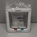 Depets Medium Cat Flap Door with 4 Way Lock (Outer Size 7.5" x 7.8"), Magnetic Pet Door Kit White, Weather-Resistant Cat Door for Cats & Doggy