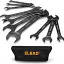 ELEAD Super-Thin Open End Wrench Set | 10-Piece Metric 5.5-27mm | Nickel-Plated Slim Design | 5.5, 7, 8, 9, 10, 11, 12, 13, 14, 15, 16, 17, 18, 19, 20, 21, 22, 23, 24, 27mm