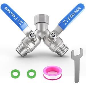 304 Stainless Steel Garden Hose Splitter 2 Way Heavy Duty, Full Flow Hose Y Splitter with Long Handle,Lead-free Y Valve Water Garden Hose Adapter,3/4" GHT Threads