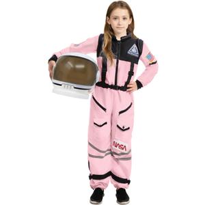 Spooktacular Creations Astronaut Costume with Helmet, Space Suit for Toddler, Kids Astronaut Halloween Costume for Cosplay (3T (3-4 yrs), Pink)