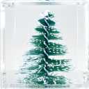 Plastic Christmas Tree Decor Desk Accessory Mini Resin Cube  Flower in Resin with Decorative 3D Christmas Tree, Desk Decor for Women, Small 1.58'' (2.9 oz), Lightweight Paperweight Option (4 cm)