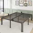 Bilily 18 Inch Queen Size Metal Bed Frame with Round Corner Legs,Headboard Holes,Heavy Duty Steel Slat Support Platform Queen Bed,Mattress Retainer,No Box Spring Needed,Easy Assembly,Squeak Resistant