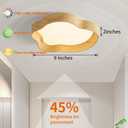 Dimmable LED Recessed PVC Cloud Shape Ceiling Fixture, 9 Inch 11W 3000K-6000K Adjustable Color Temperature, Small Wood Grain Color Slim Ceiling Fixture for Entry and Hallway, Wired Model