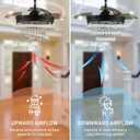 42" Black Fandeliers with Lights Dimmable LED Crystal Ceiling Fan Individual 3 LED Color Change with Timi Memory Function, 24.4 inches