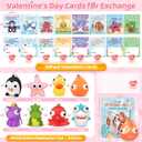 24 Pack Valentines Day Cards with Squeeze Animal Popping Eye Keychains, Valentines Cards for Kids, Fidget Toys for Classroom School Valentine's Gifts Exchange, Valentine's Party Favor Prizes for Kids