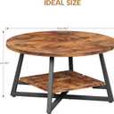 Round Coffee Table, Small Circle Coffee Table with Storage, Modern Wood Round Center Table for Living Room, Home Office, Small Space, Easy Assembly, Rustic Brown
