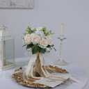 GLIDLION Wedding Bouquets Large for Bride Bridesmaid,White Champagne Artificial Roses Flowers for Wedding Church Decoration (9.5in)