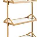 Kate and Laurel Marit Three-Tiered Wall Shelf, 18 x 6 x 30, Gold, Glam Decorative Floating Shelf Storage and Wall Organizer for Over The Toilet Storage Bathroom Display (18x6x30)