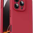 Supdeal Liquid Silicone Case for iPhone 16 Pro - [Camera All-Round Protection] [Soft Microfiber Lining Anti-Scratch] 4 Layer Full Covered Shockproof Gel Rubber Phone Case Cover, 6.3", Red