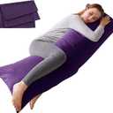ELNIDO QUEEN Body Pillow with Pillowcase - Soft Long Bed Pillow for Adults - Breathable Full Body Pillow Insert for Sleeping, 20x54inches, Purple