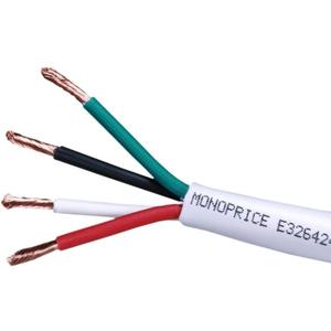 Monoprice 18 Gauge AWG CL2 Rated 4 Conductor Speaker Wire / Cable - 1000 Feet - White | Fire Safety In Wall Rated, Jacketed In PVC Material 99.9 Percent Oxygen-Free Pure Bare Copper - Access Series