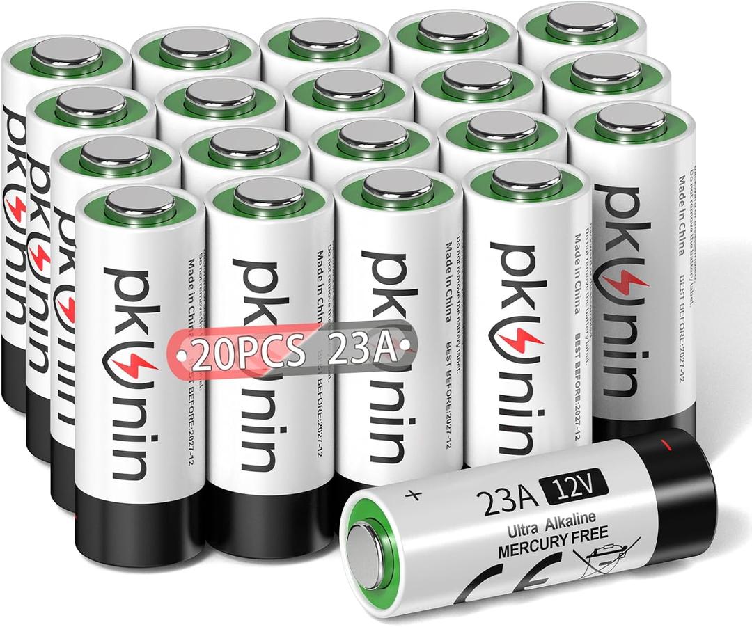 PKUNIN 23A 12 Volt Battery Alkaline 23A 12V Battery Ceiling Fan Remotes Batteries, Garage Door Openers Battery 20 Pack