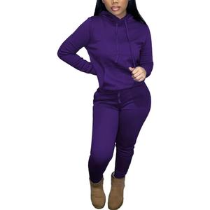 Nimsruc Two Piece Outfits for Women Casual Sweatsuits Set Long Sleeve Hoodie Tracksuit (X-Large, 9014 Purple)