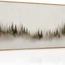 Aryroi Abstract Neutral Gray Forest Landscape Framed Canvas Wall Art Set, Watercolor Foggy Woodland Wall Decor, Modern Minimalist Misty Pine Tree Artwork for Living Room, Farmhouse, Office- 20"x40"x1