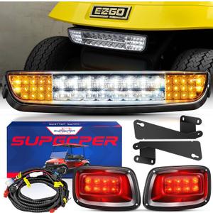 EZGO LED Headlight Taillight Kit for TXT 1996-2013 Carts, 12V Golf Cart LED Light Bar Kit with Wiring Harness Switch, High-Brightness Street Legal Light Kit