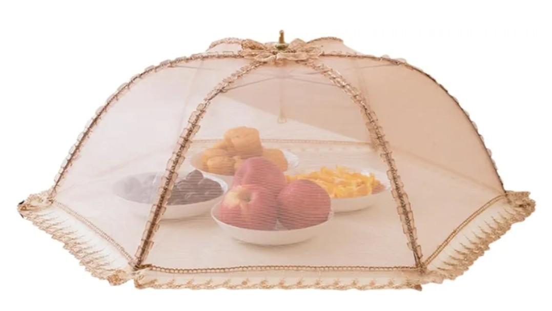 2 PCs Food Nets for Outdoors,24"Fruit Cover Against Fruit Flies,Picnic Food Covers Mesh Reusable Collapsible for Picnics,Outdoor Camping, BBQ Accessories Kitchen & Dining (Brown)