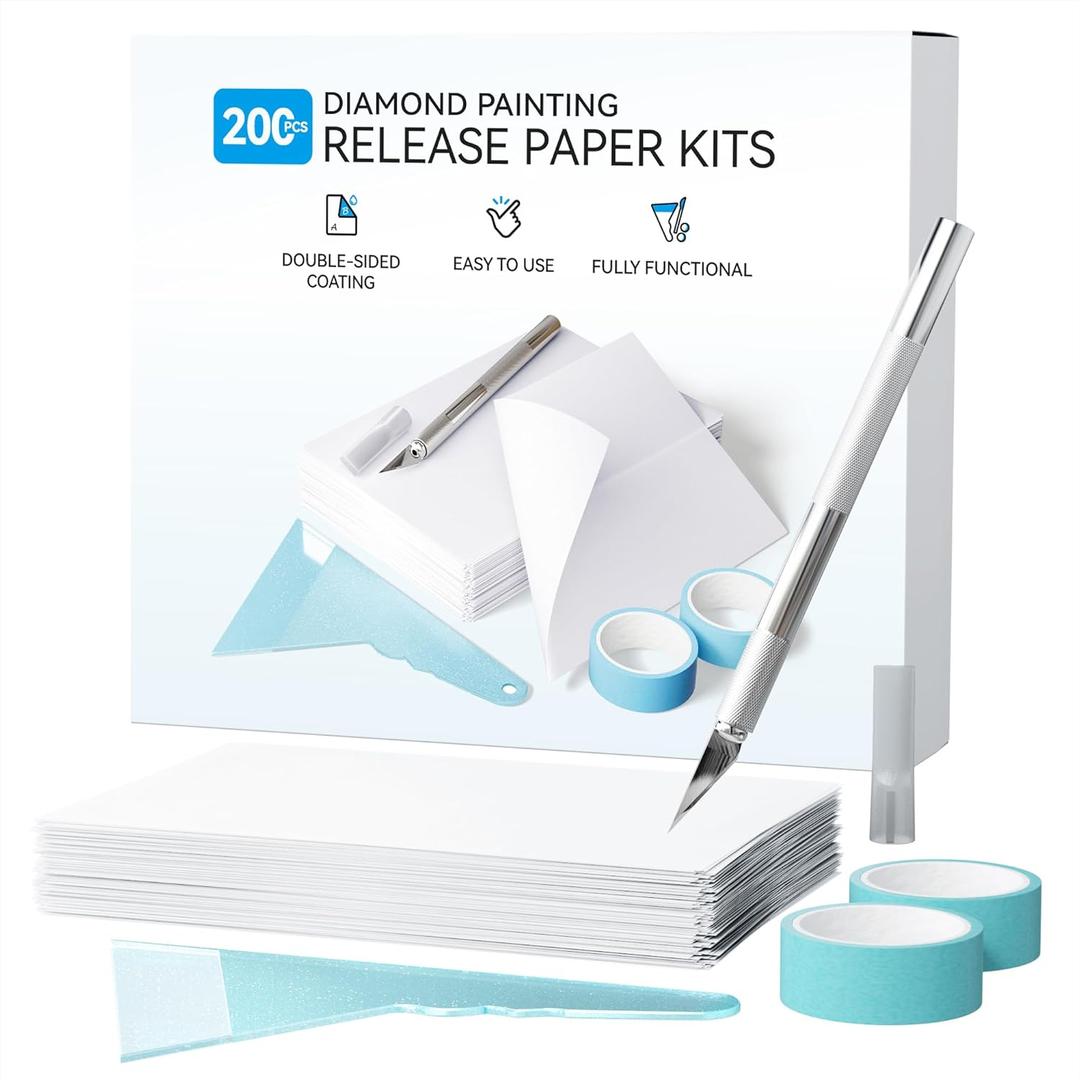 ARTDOT 200-Piece Double-Sided Non-Stick Release Paper for Diamond Art Kits, 15x10 cm Thickened Cover Replacement Paper as Diamond Painting Accessories and Tools