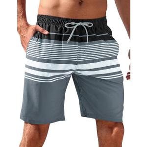 BOJIN Mens Swim Trunks 9" Quick Dry Stretch Swim Shorts Mesh Lining Bathing Suits Swimwear Beach Shorts with Pockets, Size: M