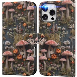 FUNMIKO for iPhone 16 Pro Max Wallet Case with Cash Clip + Card Holder | RFID-Blocking, Military-Grade Drop Protection & UV-Printed Artwork, Magnetic Closure with Leather Kickstand
