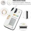 ONETOP for iPhone 15 Wallet Case with Card Holder, 360 Rotation Ring Kickstand RFID Blocking PU Leather Double Magnetic Clasp Shockproof Cover for Women and Girls 6.1 Inch (White)