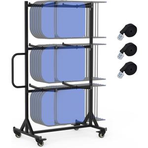 Folding Chair and Table Cart,400LBS Weight Capacity Folding Chair Dolly Maximize The Use of Vertical Space 4pcs Swivel Caster Folding Chair Cart with Straps Simplify Transportation of Chair and Table