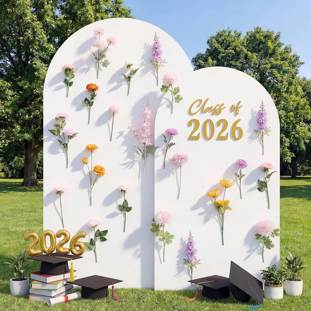 21 Pcs Wildflower Arch Backdrop Decorations for Graduation Realistic Floral Class of 2026 Graduate Photography Background Floral Graduation Decorations for Congrats Grad Party DecorNo Background)