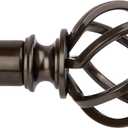 KAMANINA Bronze Curtain Rod for Windows 66 to 120 Inch (5.5-10ft), 1 Inch Heavy Duty Curtain Rods 32 to 120, Long Decorative Single Drapery Rods, Twisted Cage End