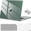 MOSISO Compatible with MacBook Air 13 inch Case 2026-2022 M4 A3240 M3 A3113 M2 A2681,Surpass Natural Beauty Hard Shell&Keyboard Cover&Screen Film&Type C for MacBook Air 13.6 inch Case, Emerald Green