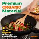 Riveira Cherry Wooden Cooking Utensils Set of 9 Premium Quality, Non-Toxic, Heat-Resistant Wooden Spoons and Spatulas for All Cookware